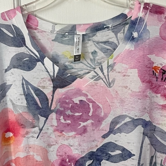 Sundance Catalog - Whimsy Rose Muted watercolored Floral featherweight Top M - Picture 2 of 10